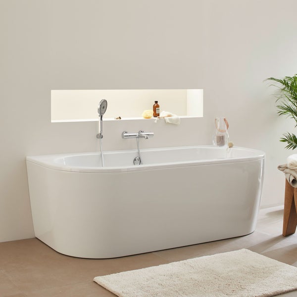 SCHÖNER WOHNEN-Kollektion Wannenthermostat DICU, Chrom, Badewannenarmatur mit Thermostat Verbrühschutz, Mischbatterie für Badewanne