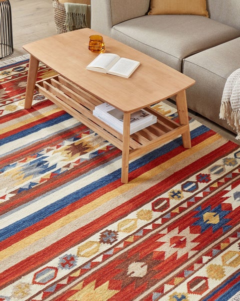 Kelim Teppich Wolle mehrfarbig 160 x 230 cm orientalisches Muster Kurzflor JRARAT