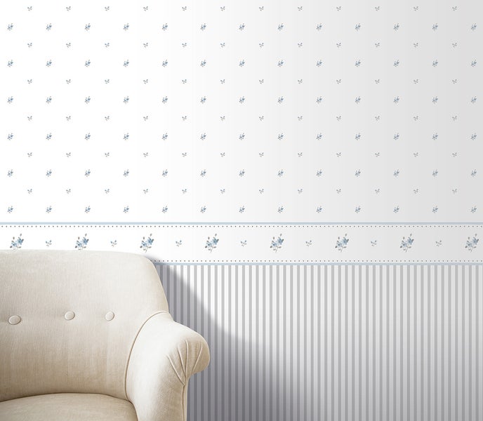 Sanders und Sanders Tapete Blumen Graublau und Weiß - 53 cm x 10 m - 640409
