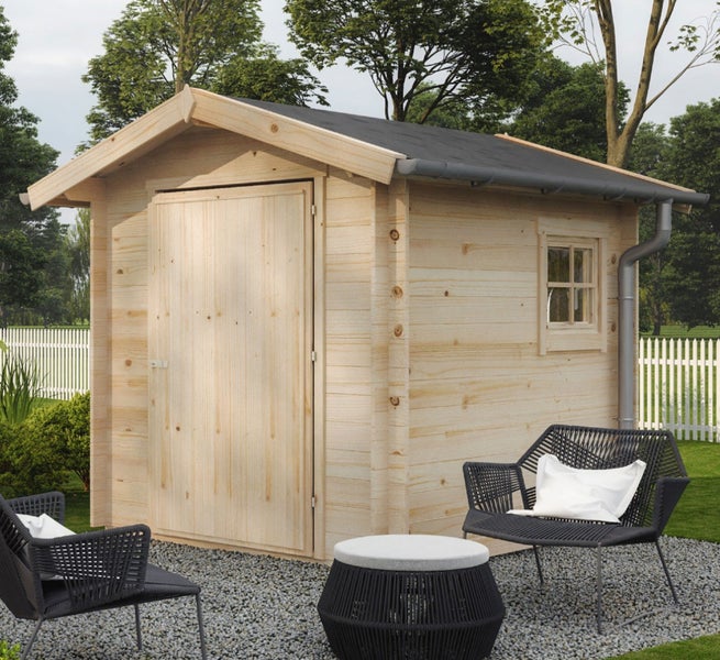 Alpholz Gerätehaus Mats Gerätehaus aus Holz, Geräteschrank mit 28 mm Wandstärke Gartenhaus, Naturbelassen