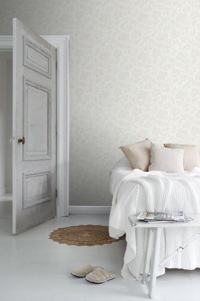 Borastapeter Tapete Blumen Hellbeige - 53 cm x 11.2 m - 660135
