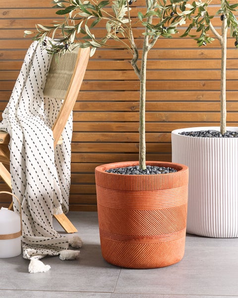 Blumenkübel VOULA Stein 36 cm Goldbraun