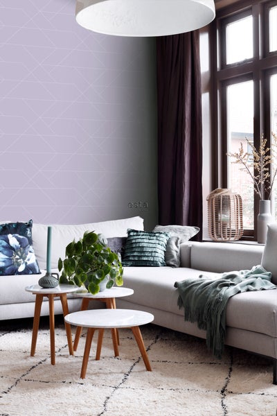 ESTAhome Tapete grafische Linien Violett - 53 cm x 10.05 m - 139574