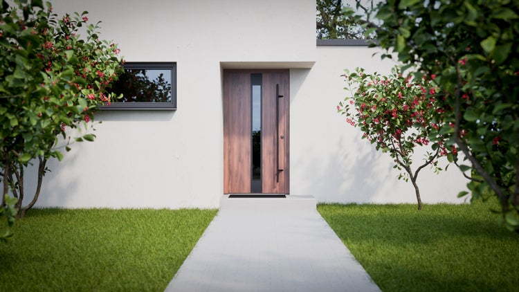 Haustür mit Fenster und Griff