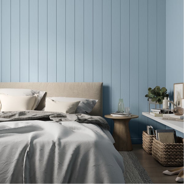MissPompadour extramatte Wandfarbe 1L Blau mit Grau - sehr hohe Deckkraft - geruchsneutrale, spritzfreie Farbe - atmungsaktive, wasserbasierte Innenfarbe/Deckenfarbe - Die Wertvolle