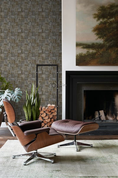 Origin Wallcoverings Tapete quadratische Holzstücke Dunkelbraun - 53 cm x 10.05 m - 347519