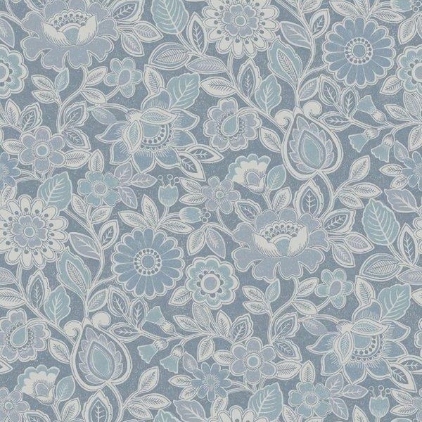 Borastapeter Tapete Blumen Graublau - 53 cm x 11.2 m - 660154