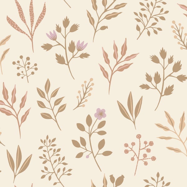 ESTAhome Tapete Blumenmuster im skandinavischen Stil Beige - 53 cm x 10.05 m - 139738
