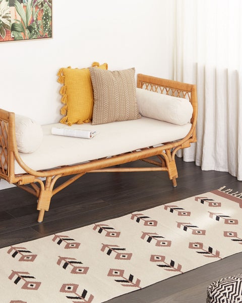 Teppich NIAVAN Beige 80 x 300 cm Baumwolle Kelim