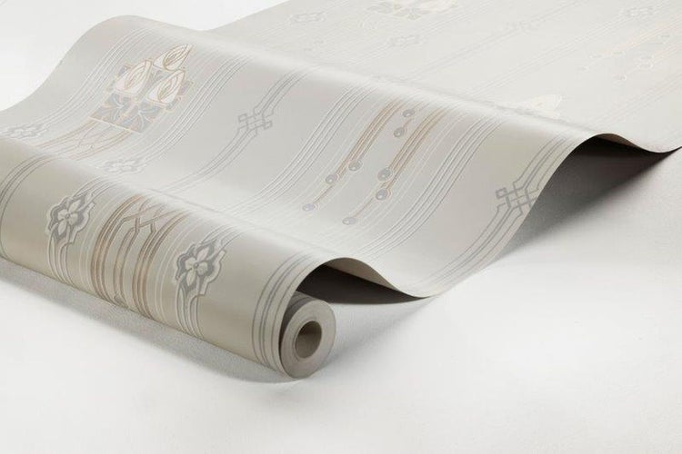 Borastapeter Tapete Blumenmuster im Jugendstil Beige und Weiß - 53 cm x 10.05 m - 660011