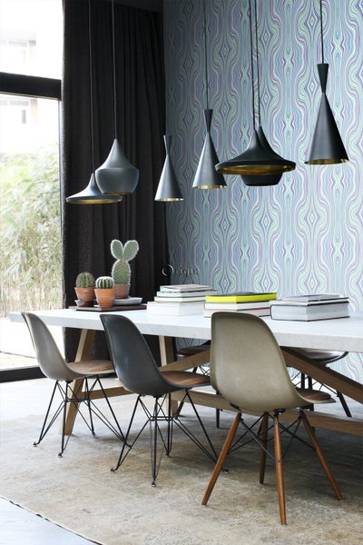 Origin Wallcoverings Tapete grafische Linien Türkis und Lila - 53 cm x 10.05 m - 347226