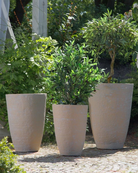Set mit 2 Blumentöpfen CAMIA 43 cm Beige