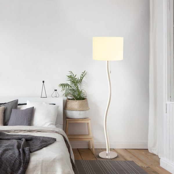 LED Stehleuchte AURELIA aus Metall und Kunststoff in weiß mit fest verbauten LEDs, 163 cm hoch, Beleuchtung für Wohnzimmer, Esszimmer oder Büro