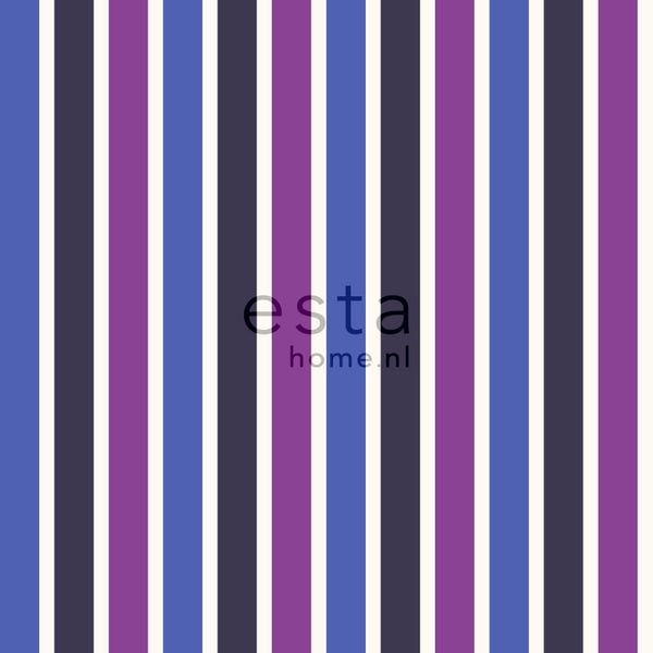 ESTAhome Tapete Streifen Blau und Lila - 53 cm x 10.05 m - 116518
