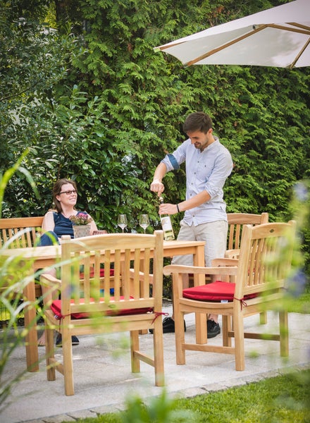 Teak Sessel Gartenstuhl Teakholz Massivholz premium für Garten und Terrasse