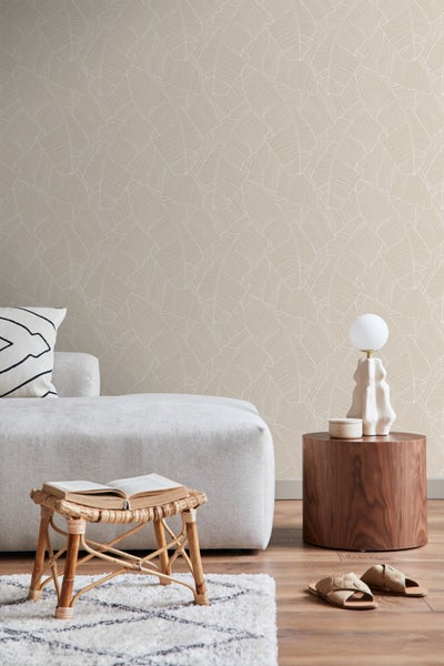 ESTAhome Tapete Blätter Beige - 53 cm x 10.05 m - 130931