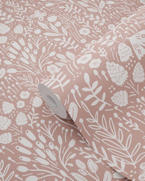 ESTAhome Tapete Blumen Altrosa - 50 x 900 cm - 131255