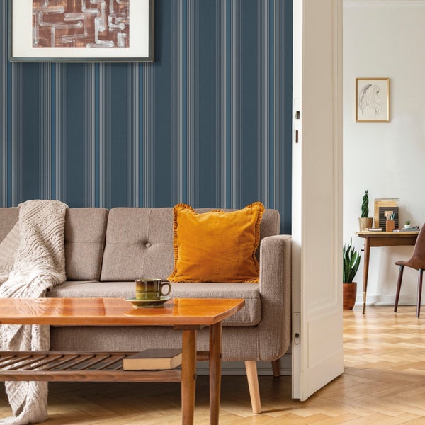 Sanders und Sanders Tapete Streifen Graublau - 53 cm x 10 m - 640544