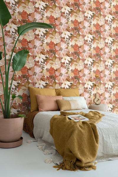 ESTAhome Tapete Blumen Terrakotta - 50 x 900 cm - 131265