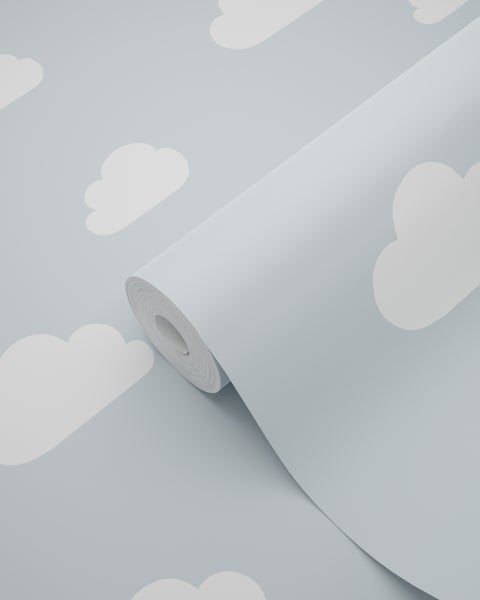 ESTAhome Tapete kleine Wolken Himmelblau - 53 cm x 10.05 m - 139485