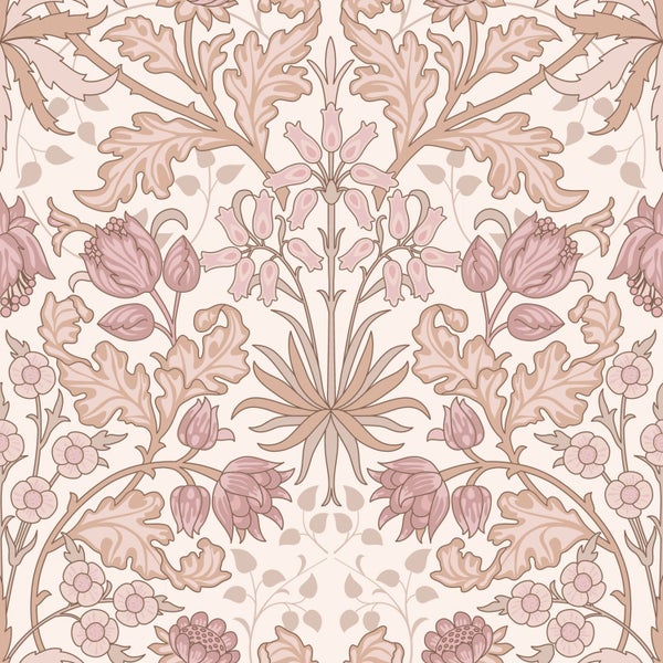 ESTAhome Tapete Blumenmuster im Jugendstil Altrosa und Beige - 50 x 900 cm - 131178