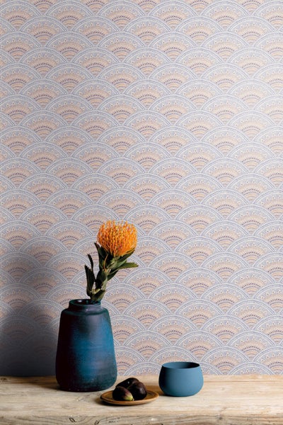 Masureel Tapete Art Decó Muster Blau - 53 cm x 10.05 m - 631900