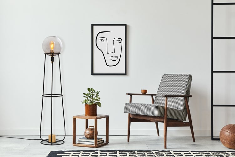 Stehleuchte STELO , moderne Stehlampe aus schwarzem Metall und Rauchglas, E27-Fassung, 128,5 cm hoch, für Esszimmer, Wohnzimmer, Diele oder Büro,