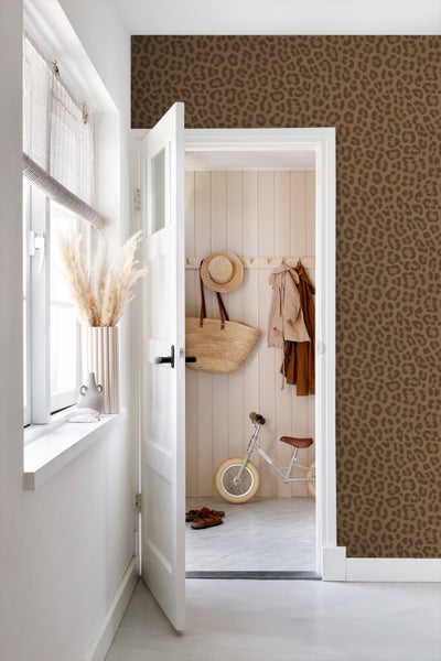 ESTAhome Tapete Leopardenmuster Dunkelbraun - 50 x 900 cm - 139969
