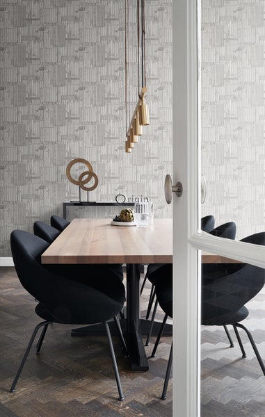 Origin Wallcoverings Tapete industrielle Wellplatten aus Metall 3D Hellgrau - 53 cm x 10.05 m - 347615