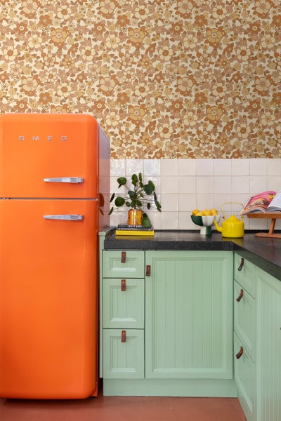 ESTAhome Tapete Retro Blumen Gelb und Orange - 50 x 900 cm - 131531
