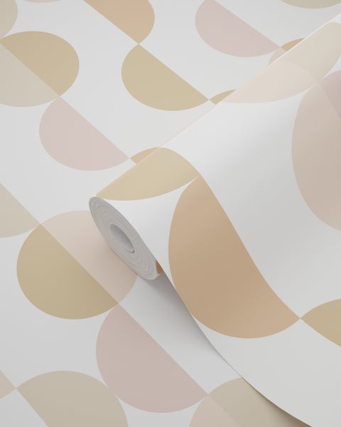 ESTAhome Tapete grafisches Motiv Terrakotta, Rosa und Beige - 50 x 900 cm - 139621
