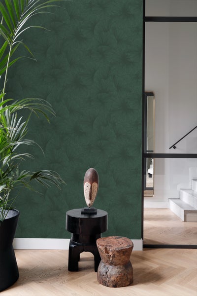 Origin Wallcoverings Tapete 3D Muster Blätter Dunkelgrün - 50 x 900 cm - 348011