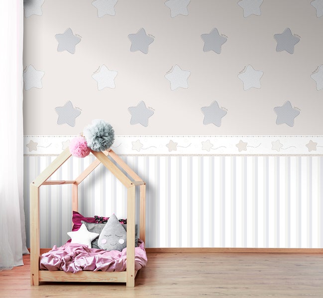 Sanders und Sanders Tapete Streifen Hellgrau, Beige und Weiß - 53 cm x 10 m - 640596