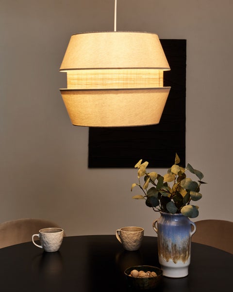 Hängeleuchte ATOYAC Kunstleinen Beige
