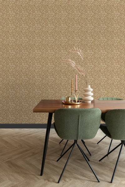 ESTAhome Tapete Blumenmuster Rostbraun - 50 x 900 cm - 139785