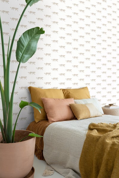 ESTAhome Tapete Panter Weiß und Beige - 53 cm x 10.05 m - 139771