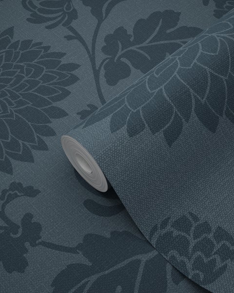Origin Wallcoverings Tapete Blumen Dunkelblau - 50 x 900 cm - 347806