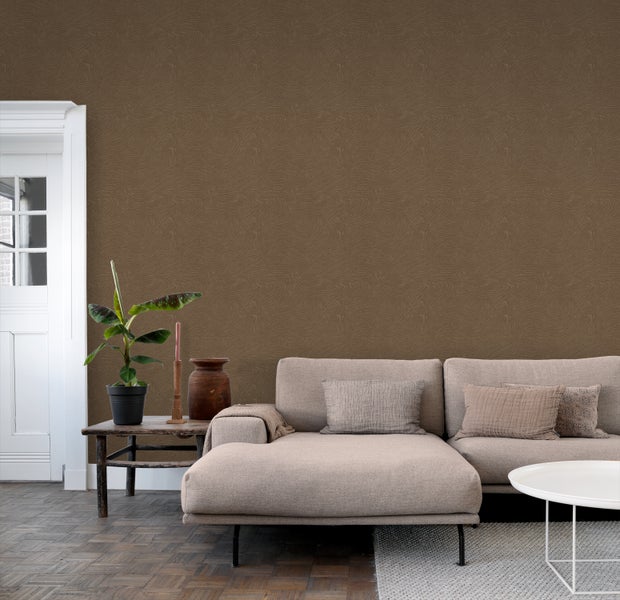 ESTAhome Tapete 3d Wellenförmige Linien Braun - 50 x 900 cm - 131366