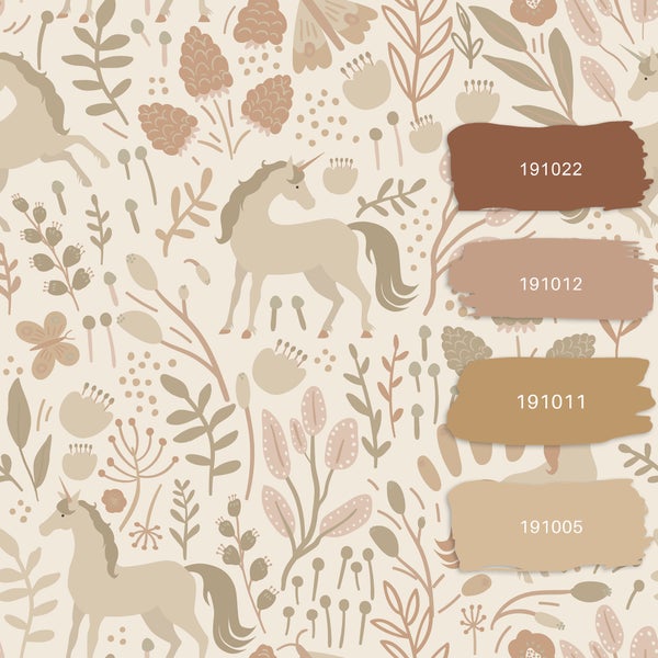 ESTAhome Tapete Einhörner Beige und Terrakottarosa - 53 cm x 10.05 m - 139806