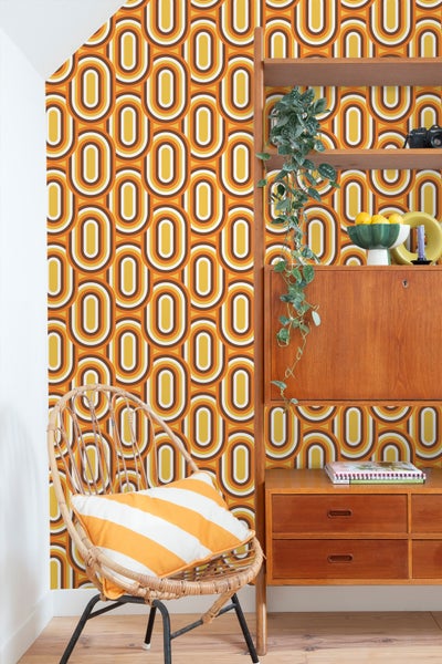 Sanders und Sanders Tapete Retro-Ornamente Orange, Gelb und Braun - 50 x 900 cm - 935404