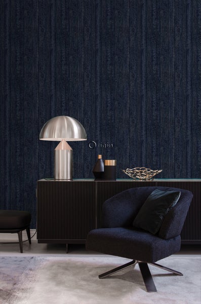 Origin Wallcoverings Tapete Holz-optik Dunkelblau - 53 cm x 10,05 m - 347532