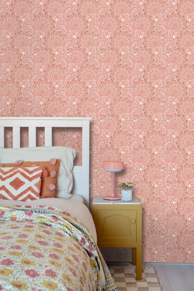 ESTAhome Tapete Blumenmuster Terrakottarosa - 50 x 900 cm - 131086