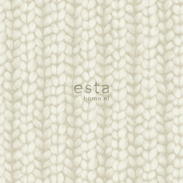 ESTAhome Tapete grob gestricktes Muster Beige - 53 cm x 10.05 m - 148342