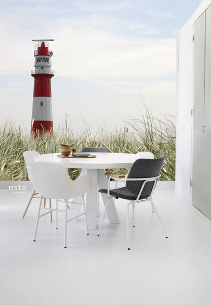 ESTAhome Fototapete Leuchtturm Rot, Weiß und Grün - 372 x 270 cm - 156432