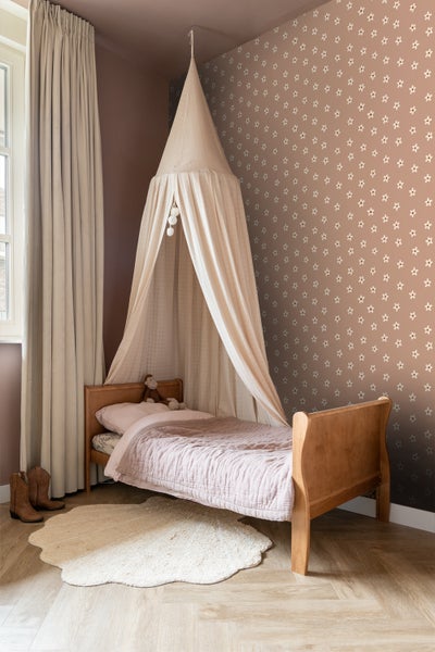 ESTAhome Tapete Gänseblümchen Terrakottarosa - 53 cm x 10.05 m - 131117