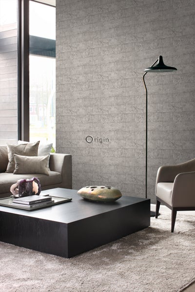 Origin Wallcoverings Tapete Stein-Optik Hellgrau - 53 cm x 10.05 m - 347581