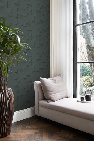 Origin Wallcoverings Tapete 3D-Würfel Antrazitgrau - 50 x 900 cm - 347900