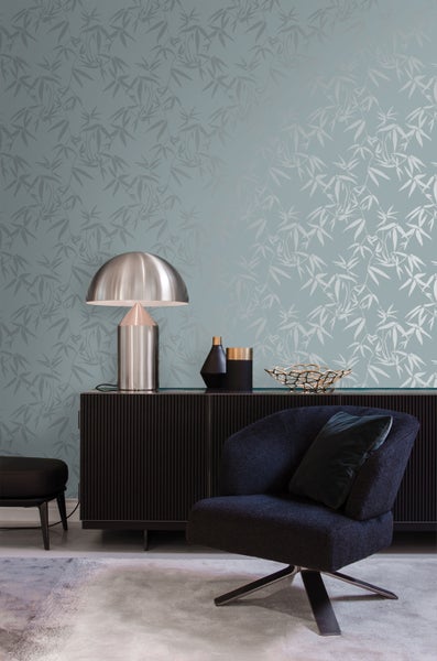 Origin Wallcoverings Tapete Bambusblätter Blau - 53 cm x 10.05 m - 347737