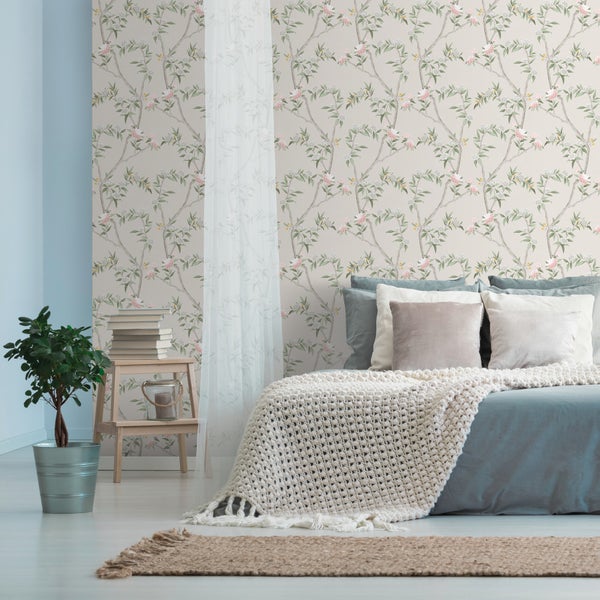 Sanders und Sanders Tapete Blumen Grau und Graugrün - 53 cm x 10 m - 640166