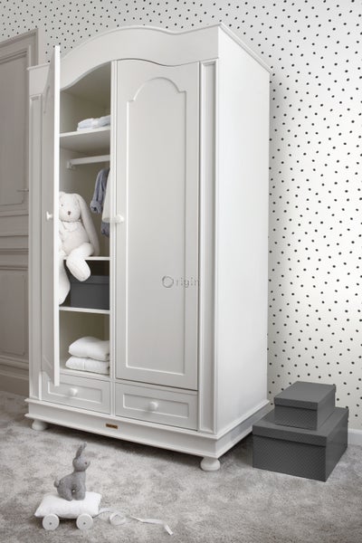 Origin Wallcoverings Tapete Punkte Weiß und Schwarz - 53 cm x 10.05 m - 347699